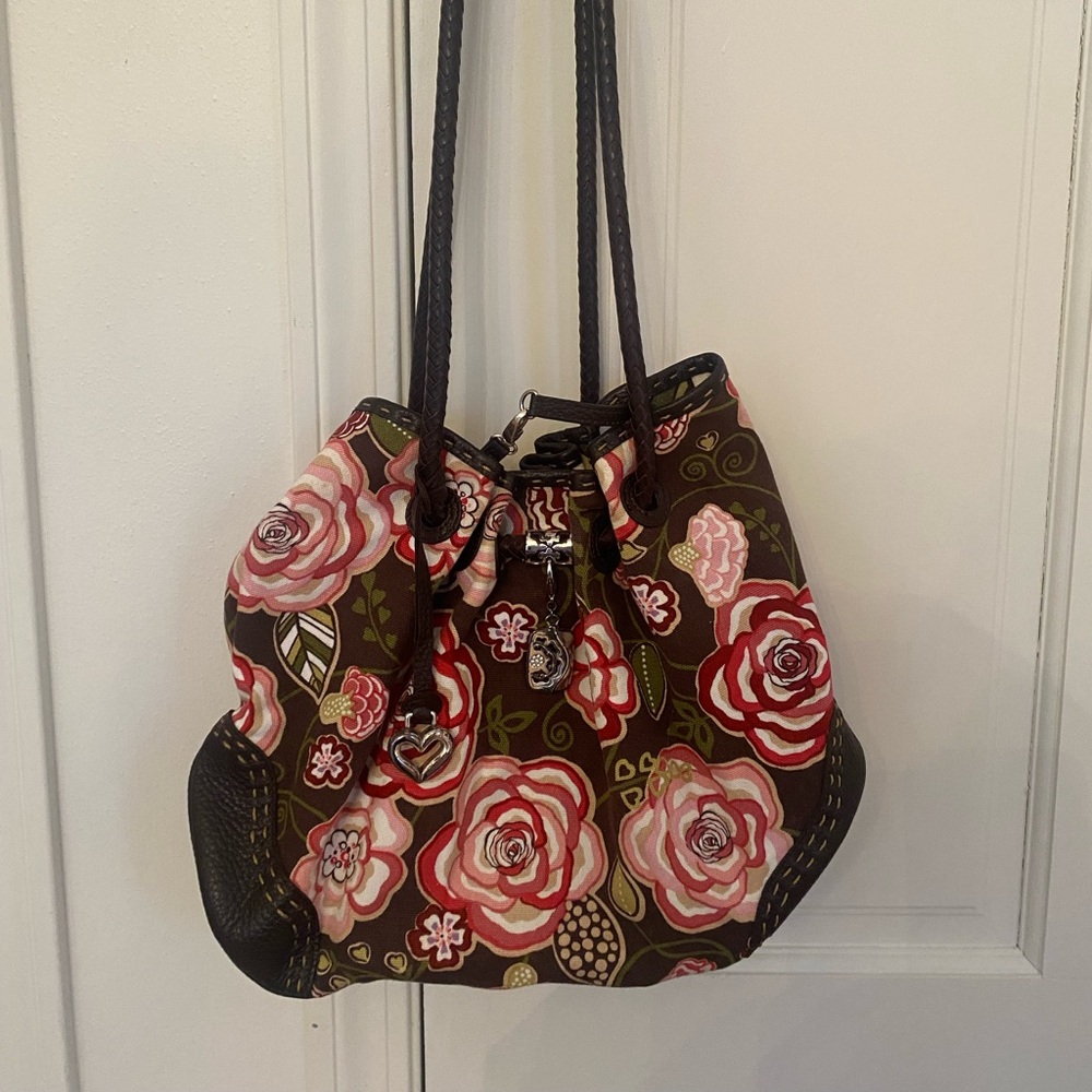 Brighton Floral Shoulder Bag with Black Accents